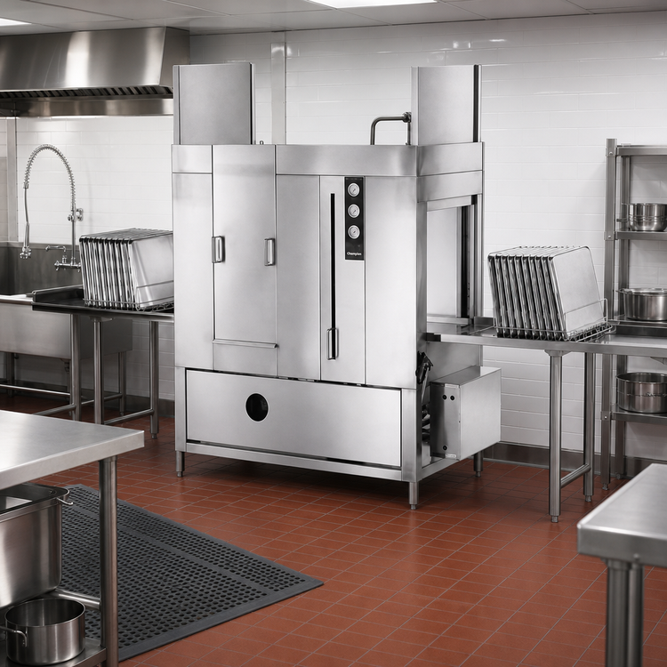 Product image #2 for Champion PP-20-PT Pass-Through Door-Type Pot, Pan, and Utensil Washer with 15 HP Pump and Booster Heater