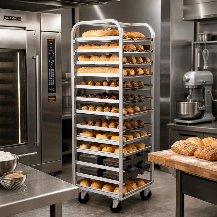 Product image #2 for Adamatic Roll-In Oven Rack, A-Style Lift, Double Side Load, 24-Pan Capacity