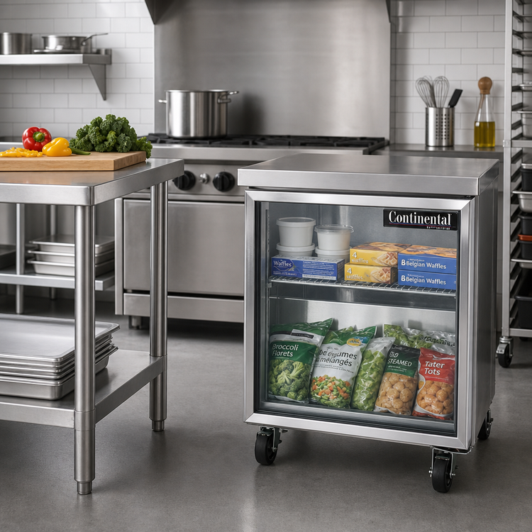 Product image #2 for Continental Refrigerator 27-Inch Single-Section Worktop Display Freezer with Hinged Glass Door