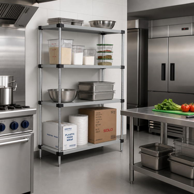 Product image #2 for Quantum 72" W x 14" D x 74" H Solid Stainless Steel Shelving Starter Kit