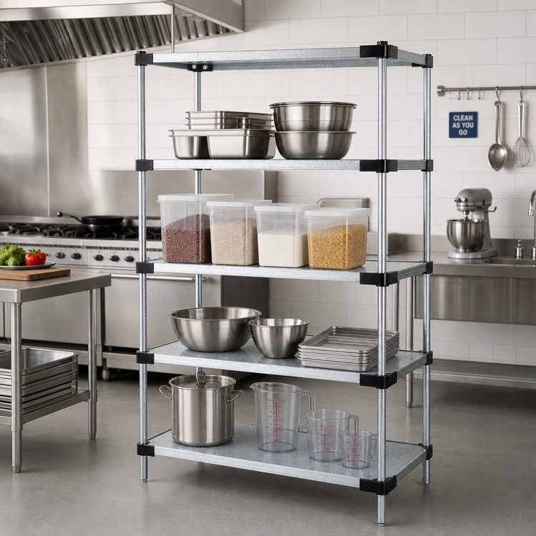 Product image #2 for Quantum 4-Shelf Solid Shelving Starter Kit, 48W x 18D x 74H, Stationary