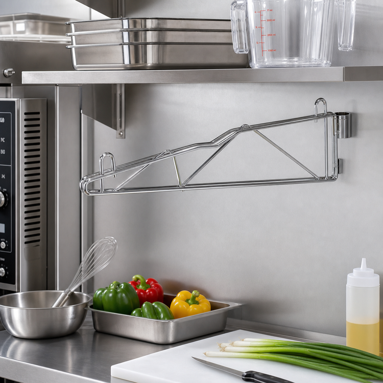 Product image #2 for Quantum 14-Inch Deep Stainless Steel Single Post Cantilever Wall Mount Shelf Support