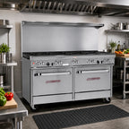 Thumbnail image #2 for Southbend (Middleby) Ultimate 4602AD-5L 60-Inch Gas Restaurant Range with 9 Open Burners, Standard & Convection Ovens, Hi-Shelf Backriser