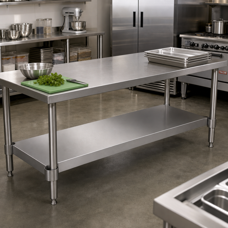Product image #2 for BK Resources 18/430 Stainless Steel Undershelf for 48" W x 18" D Work Tables