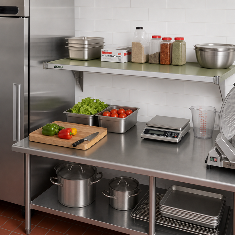 Product image #2 for Eagle Group Valu-Gard 42"W x 21"D Solid Shelf, Green Epoxy Finish, 600 lb Capacity