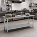 Thumbnail image #2 for Duke 120 x 36 Inch Stainless Steel Work Table with Undershelf, Flat Top
