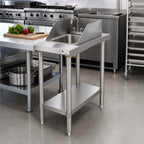 Thumbnail image #2 for John Boos Stallion EFT8-3015SSK-S 15 x 30-Inch Stainless Steel Filler Table with Drop-In Sink, Faucet, Open Base and Undershelf