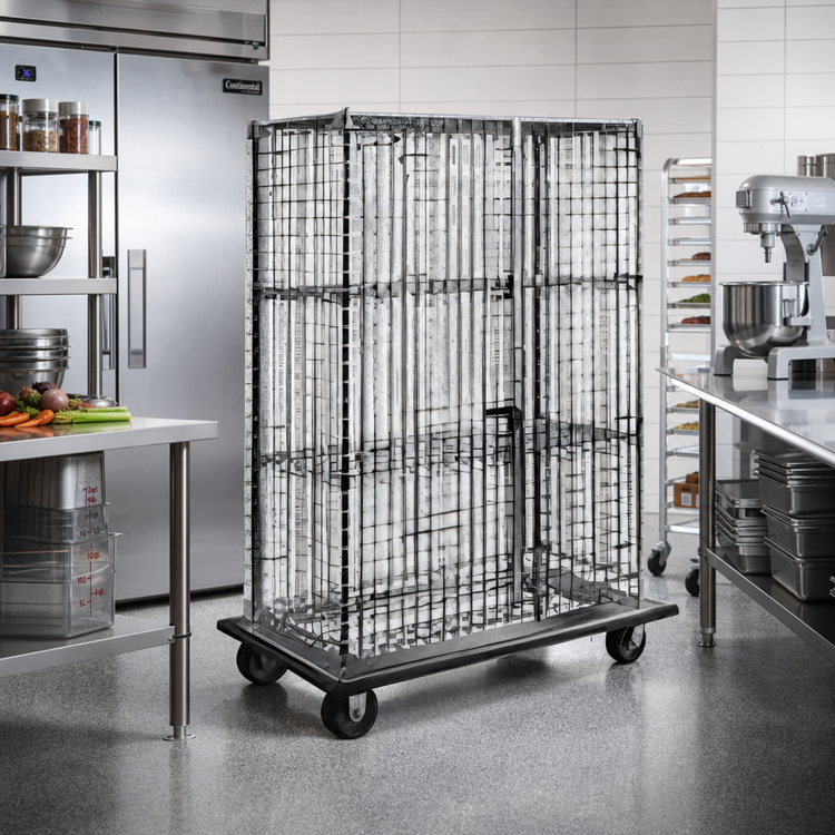 Product image #2 for Eagle QuadTruss 2-Door Chrome-Plated Wire Security Cage with Dolly Truck, 40-7/8" W x 29-3/4" D x 69" H