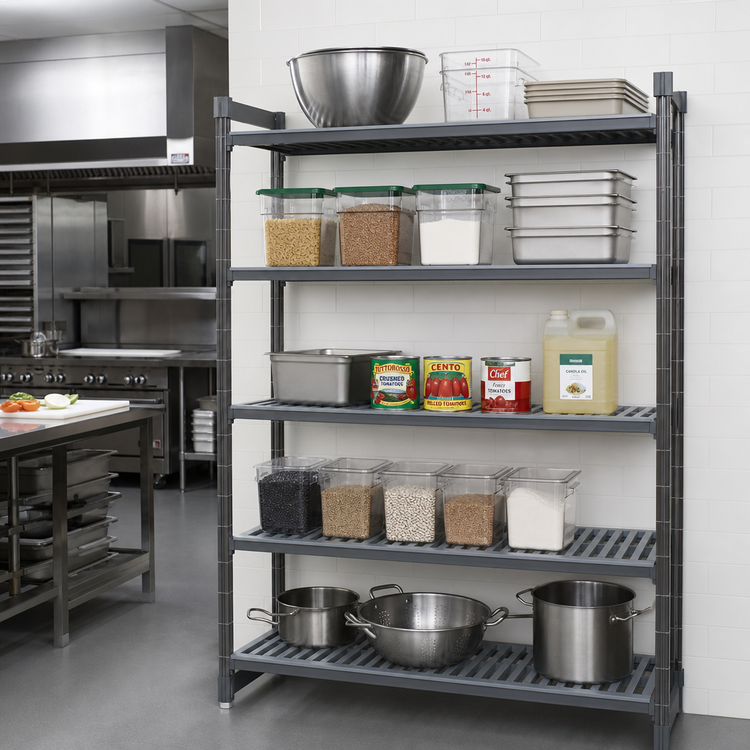 Product image #2 for Cambro Camshelving Basics Plus 5-Tier Add-On Polymer Shelving Unit, 60"W x 24"D x 84"H, Brushed Graphite