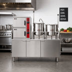 Thumbnail image #2 for Crown ECX-2-6-10 Electric Two Compartment Convection Steamer with 6 & 10 Gallon Kettles