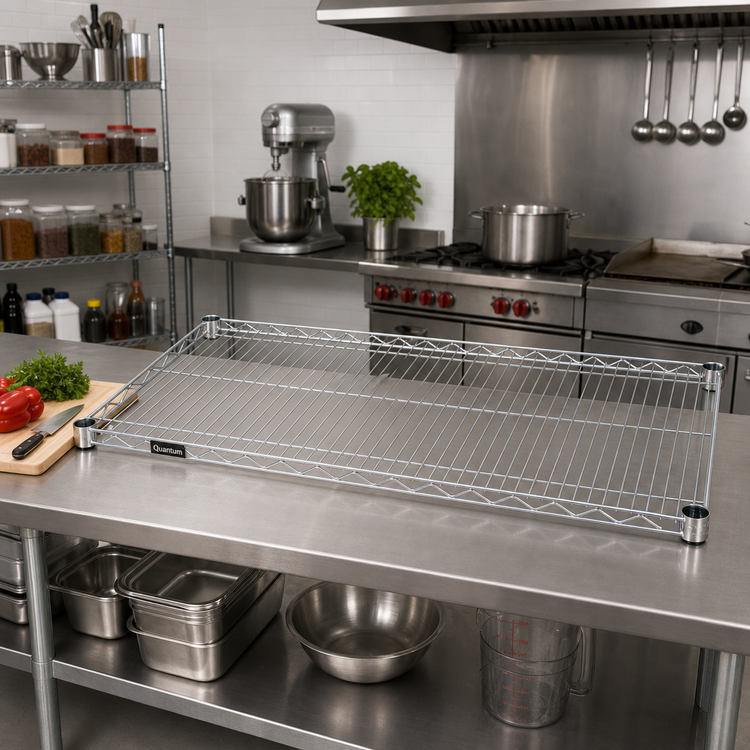 Product image #2 for Quantum 66 x 24 Inch Chrome Plated Wire Shelf, 600-800 lb Capacity