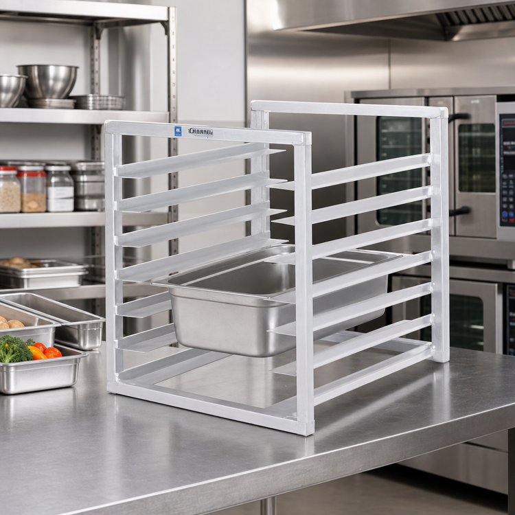 Product image #2 for Reach-In Aluminum End-Load Bun Pan & Steam Table Pan Rack, 4-Pan Capacity