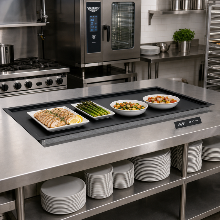 Product image #2 for Vollrath 62-Inch Recessed Drop-In Heated Warming Shelf, Dual Zone, Black Aluminum Hardcoat, 120V