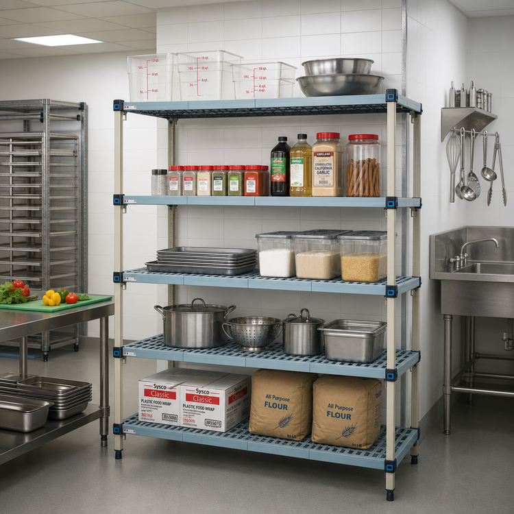 Product image #2 for MetroMax Q 5-Shelf Stationary Starter Polymer/Wire Shelving Unit, 72"W x 21"D x 74"H