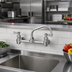 Thumbnail image #2 for Fisher 8-Inch Center Backsplash Faucet with 10-Inch Swing Spout and Lever Handles