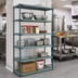 Thumbnail image #2 for Quantum 5-Tier Stationary Wire Plastic Mat Shelving Unit, 24 x 18 x 86 Inches, Green Epoxy Coated