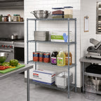 Thumbnail image #2 for Quantum WR86-2124GY 4-Shelf Stationary Wire Shelving Starter Kit, 24 x 21 x 86 Inches, Gray Epoxy Antimicrobial Finish