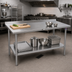 Thumbnail image #2 for John Boos Stallion 120 Inch x 24 Inch 16-Gauge Stainless Steel Work Table with 1-1/2 Inch Rear Up-Turn and Undershelf