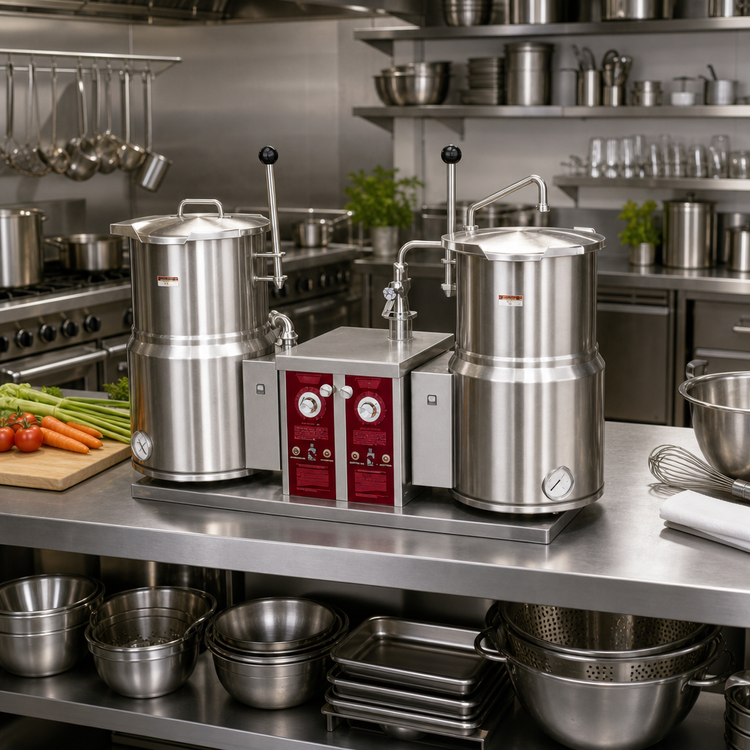 Product image #2 for Crown EC-6TW-2 Countertop Twin 6-Gallon Electric Tilting Kettle