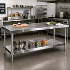 Thumbnail image #2 for John Boos SSK6-3072 72 x 30-Inch Stainless Steel Work Table Undershelf, 16-Gauge 300 Series