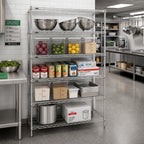 Thumbnail image #2 for Metro Super Erecta 5N377BR 5-Shelf Wire Starter Shelving Unit, 72"W x 18"D x 74"H, Zinc Finish