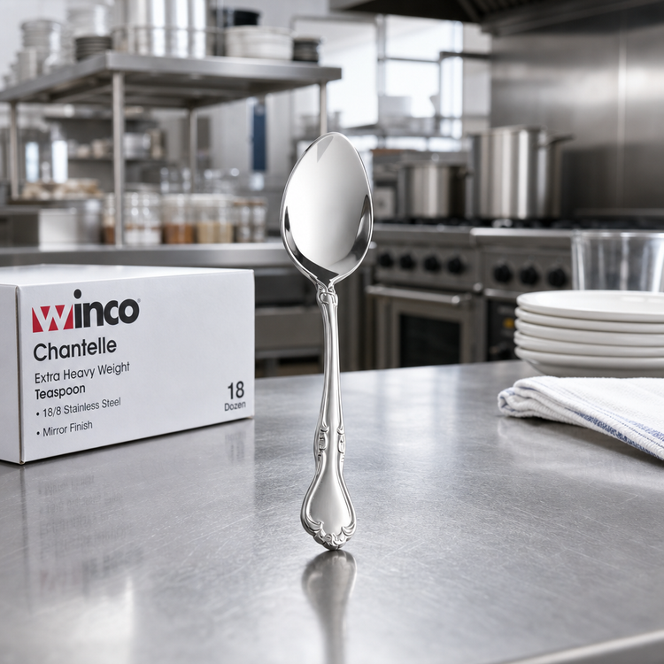 Product image #3 for Winco Chantelle 6-Inch Extra Heavy Weight Teaspoon, 18/8 Stainless Steel, Mirror Finish