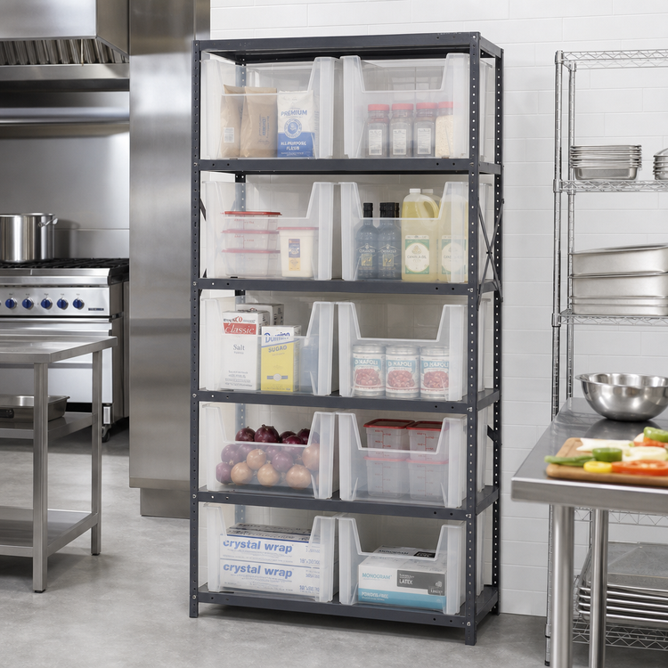 Product image #2 for Quantum Heavy Duty Wire Shelving Unit with 6 Shelves and 10 Clear Bins, 36 x 18 x 75 Inches