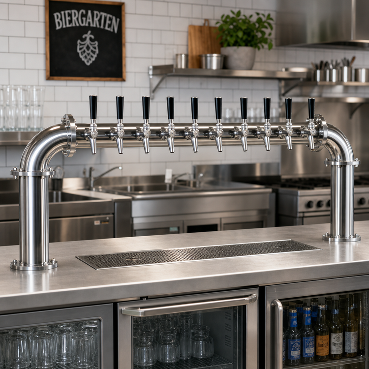 Product image #2 for Biergarten U-Style Countertop Glycol-Cooled Draft Beer Tower with 10 Faucets, 46-3/4 Inch Wide