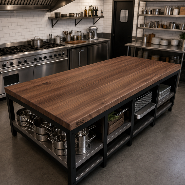 Product image #2 for Boos Block American Black Walnut Full-Length Edge Grain Kitchen Countertop - 108 x 48 x 1-3/4 Inch, Penetrating Oil Finish