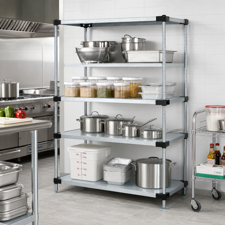 Product image #2 for Quantum 72-Inch Wide x 14-Inch Deep x 74-Inch High Solid Shelving Starter Kit, 4-Shelf, Stationary