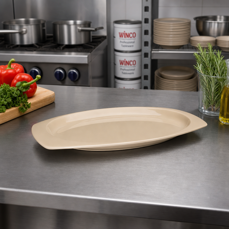 Product image #2 for Winco Tan Melamine Rectangular Platter, 9-1/2 x 6-3/4 Inches