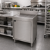 Thumbnail image #2 for Advance Tabco Underbar Basics™ Freestanding Stainless Steel Drainboard Cabinet Base with Mid-Shelf and Single Door, 24 x 21 x 33 Inches