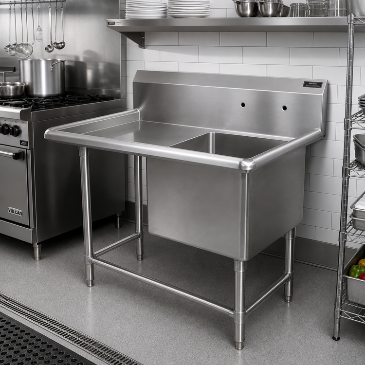 Product image #2 for John Boos Pro-Bowl 1-Compartment Freestanding Stainless Steel Sink with Left Drainboard