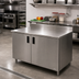 Thumbnail image #2 for Advance Tabco Enclosed Cabinet Work Table with 14 Gauge 304 Stainless Steel Top and 5-Inch Backsplash, 120 x 24 Inches