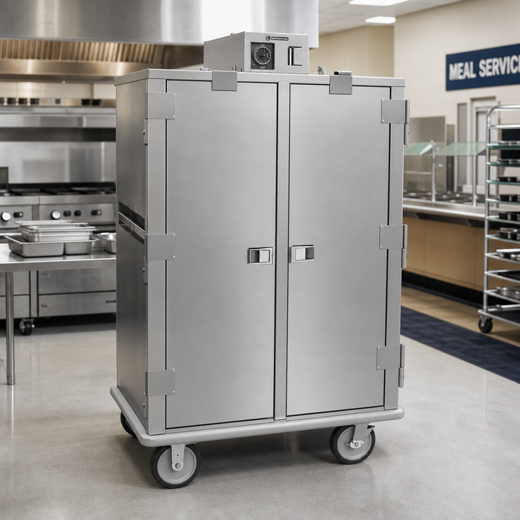 Product image #2 for Carter-Hoffmann Heavy-Duty Correctional Insulated Heated Meal Delivery Cart, 3-Section, Mobile, Stainless Steel