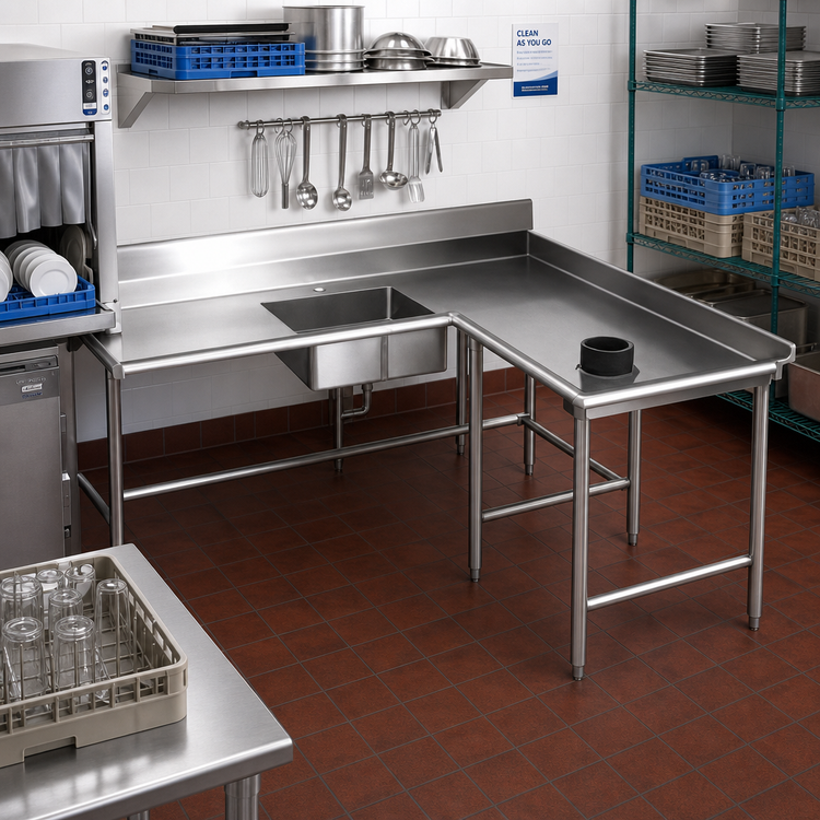 Product image #2 for Spec-Master SDTCIR-108-14/3 Island Design Soiled Dishtable, 108" Machine-to-Corner, Right-to-Left