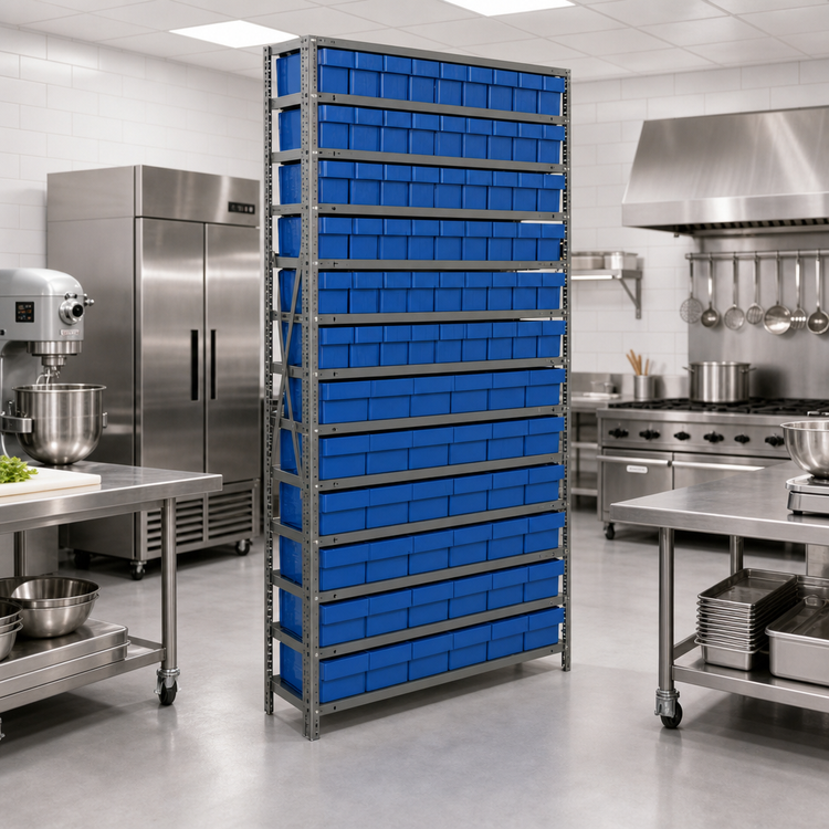 Product image #2 for Heavy-Duty Stationary Wire Shelving Unit with 13 Shelves and Bins, 36 x 18 x 75 Inches
