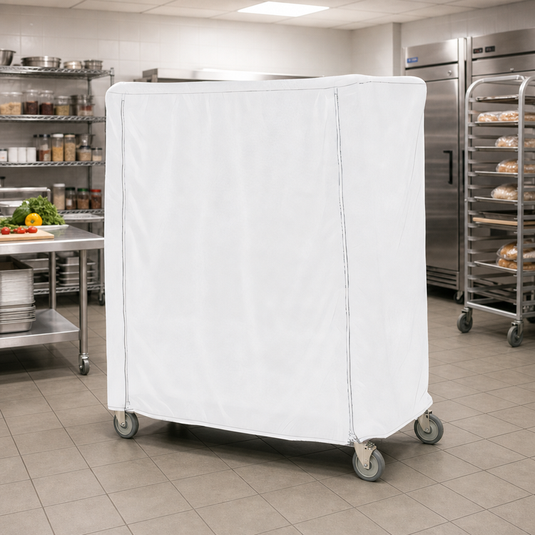 Product image #2 for Metro White Waterproof Vinyl-Nylon Cart Cover for 48 x 18 x 62 Inch Queen Mary and Banquet Carts