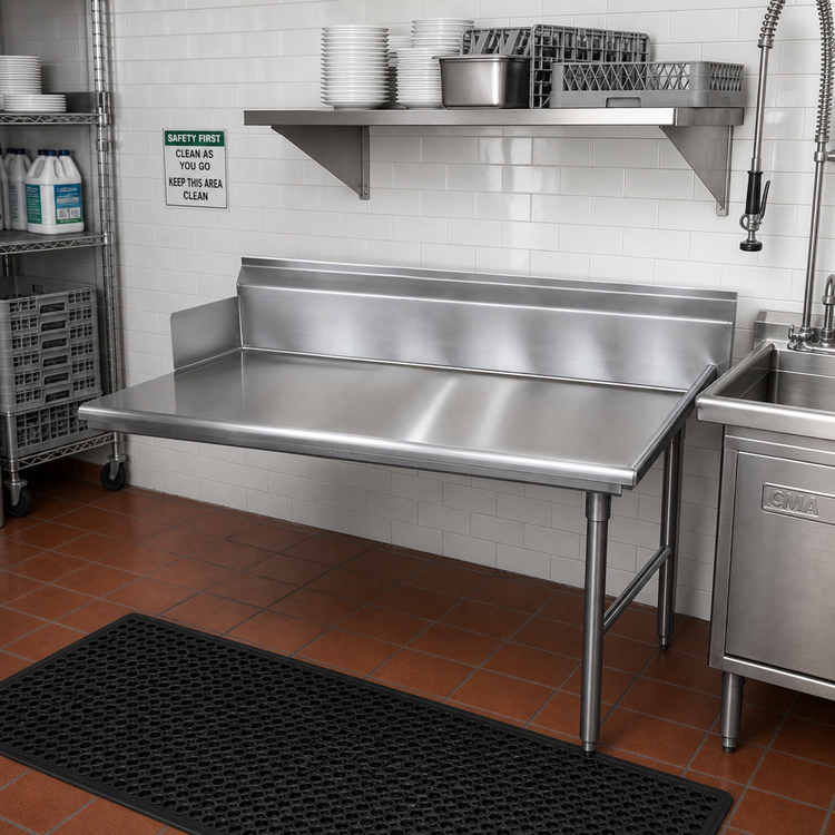 Product image #2 for Advance Tabco Right-Hand Straight Clean Dish Table, 83 x 30 Inches, 10-1/2 Inch Backsplash, 304 Stainless Steel