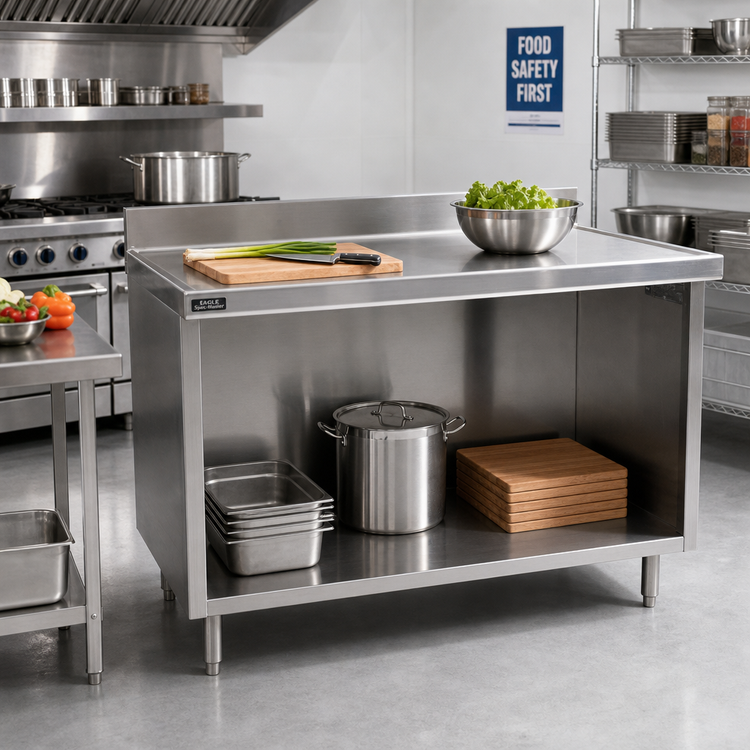Product image #2 for Eagle Spec-Master Marine Series Stainless Steel Work Table with Open-Front Cabinet Base, 72 x 24 Inches