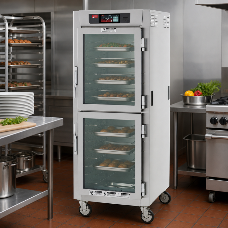 Product image #2 for Metro C5 8 Series Mobile Full-Height Heated Holding Cabinet with Touch-Screen Controls, Dutch Double Glass Doors, and Universal Wire Slides