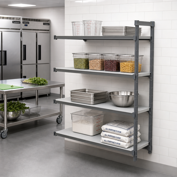 Product image #2 for Cambro Camshelving Basics Plus 4-Tier Add-On Polymer Shelving Unit, 21 x 30 x 64 Inches, Solid, Brushed Graphite