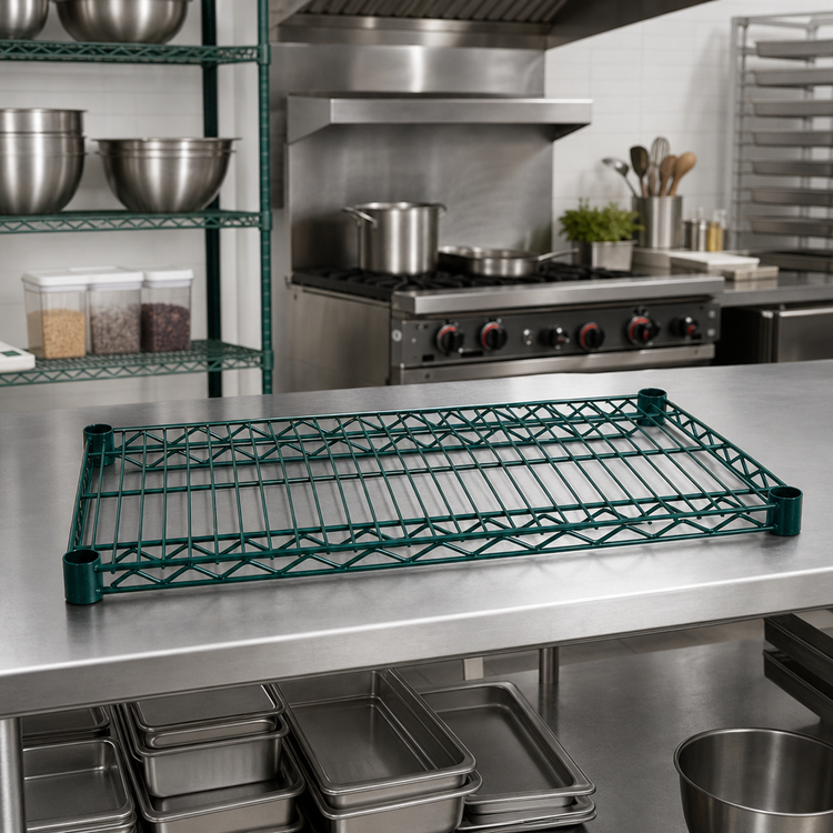 Product image #3 for Advance Tabco Special Value Series Heavy-Duty Green Epoxy Coated Wire Shelf, 54 Inch x 18 Inch