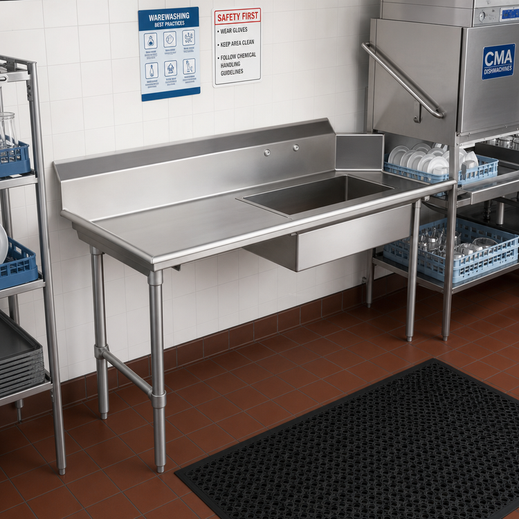Product image #2 for CMA Dishmachines 60-Inch Straight Left-to-Right Soiled Dish Table with 20 x 20 x 5-Inch Sink