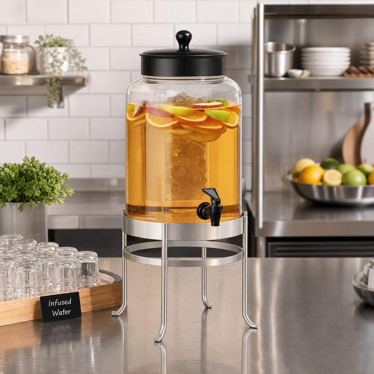 Product image #2 for Cal-Mil SoHo 2 Gallon Glass Beverage Dispenser with Silver Frame
