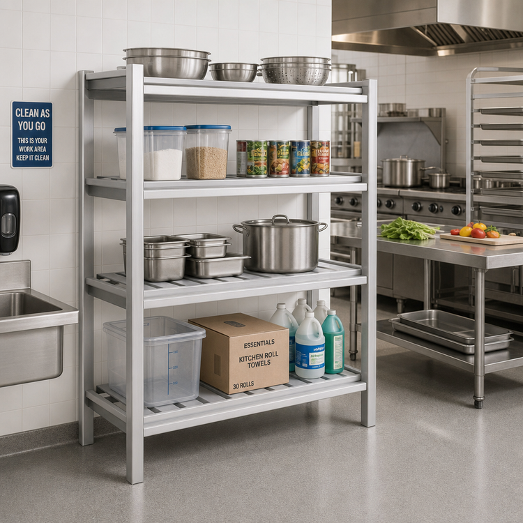 Product image #2 for Lifetime Tough Heavy-Duty Channel Style 4-Shelf Aluminum Dunnage Shelving Rack, 72W x 20D x 64H