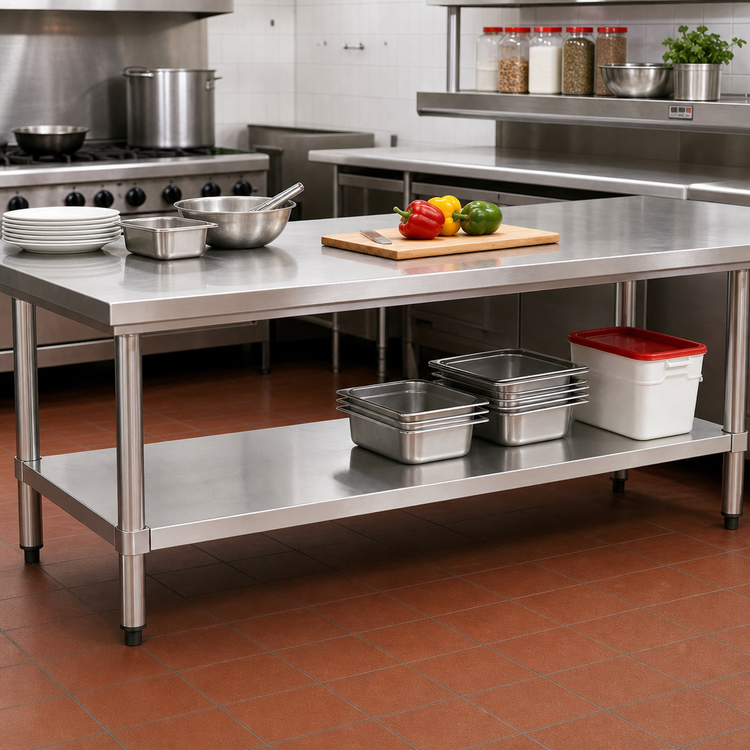Product image #2 for Omcan Stainless Steel 72 x 30 Inch Undershelf for 19146 Worktable