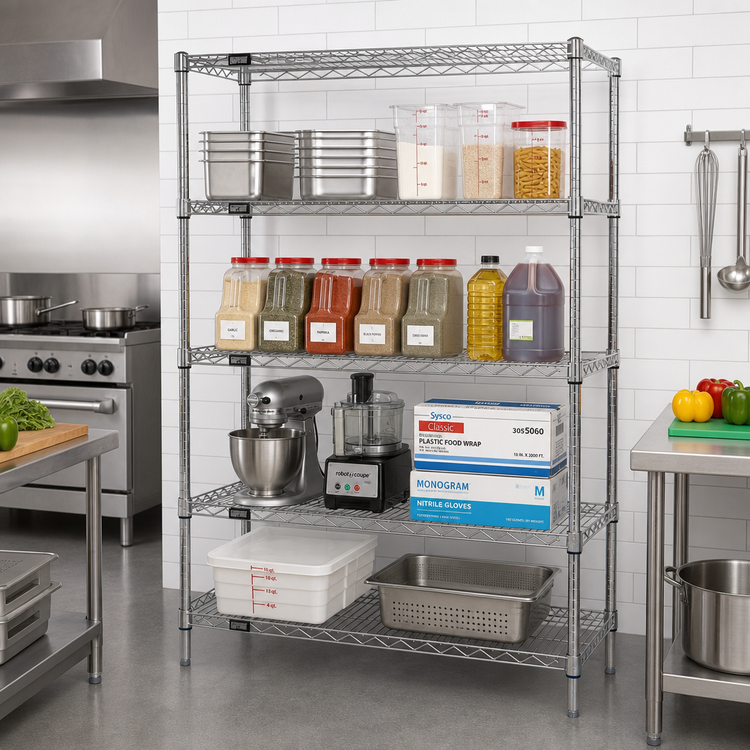 Product image #2 for Quantum WR54-2436C Wire Shelving Starter Kit — 36 Inches W x 24 Inches D x 54 Inches H, Chrome Plated, 600 - 800 lb. Capacity