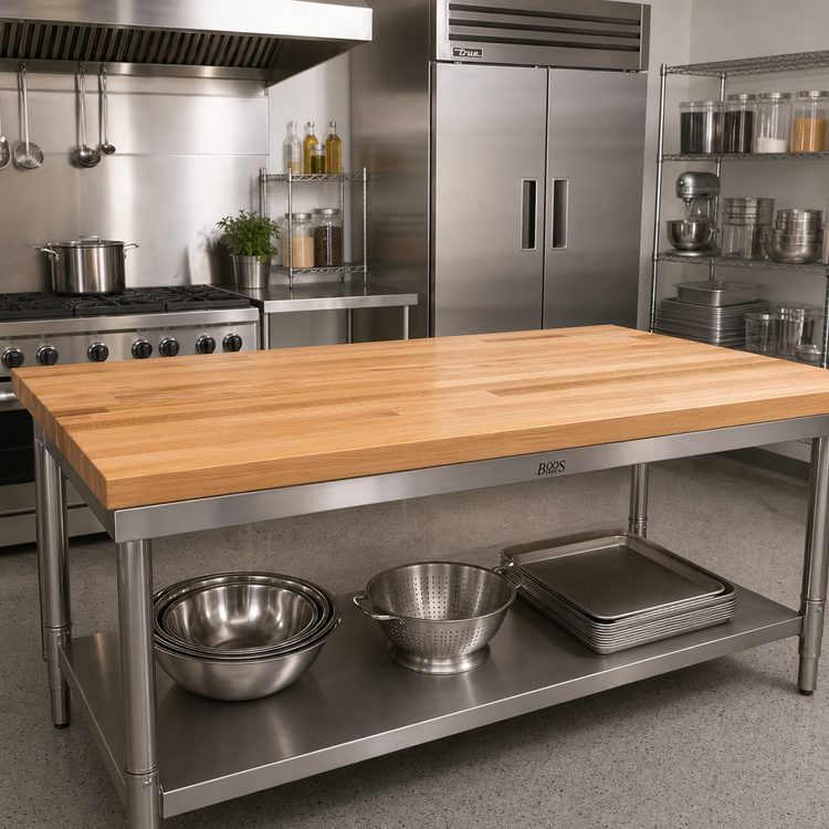 Product image #2 for John Boos Appalachian Red Oak Blended Rail Edge Grain Island Countertop, 72 x 36 x 1-1/2 Inches, Varnique Finish
