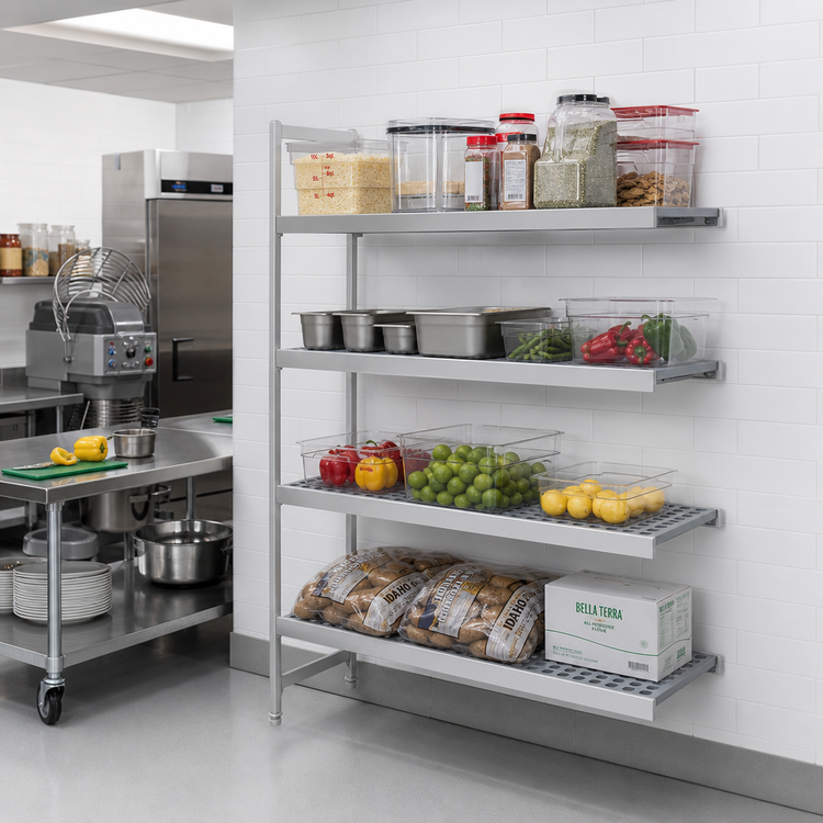 Product image #2 for Fermod Fermostock 4-Tier Expansion Shelving Kit — 66"H x 52"W x 14"D (1 Upright, 600 lb Capacity Per Shelf)
